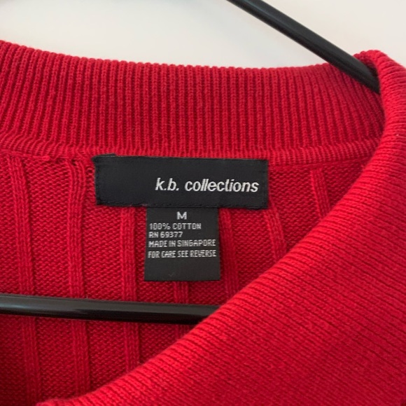 KB Collections Red Button Down Sweater, M - Picture 3 of 4